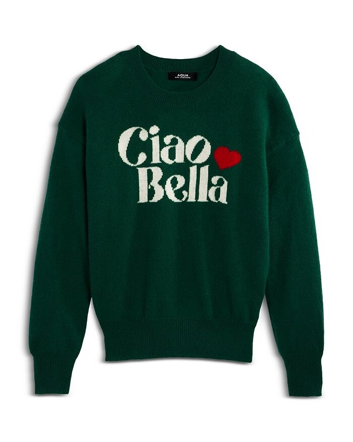 

Кашемировый пуловер с круглым вырезом AQUA Ciao Bella для девочек, зеленый
