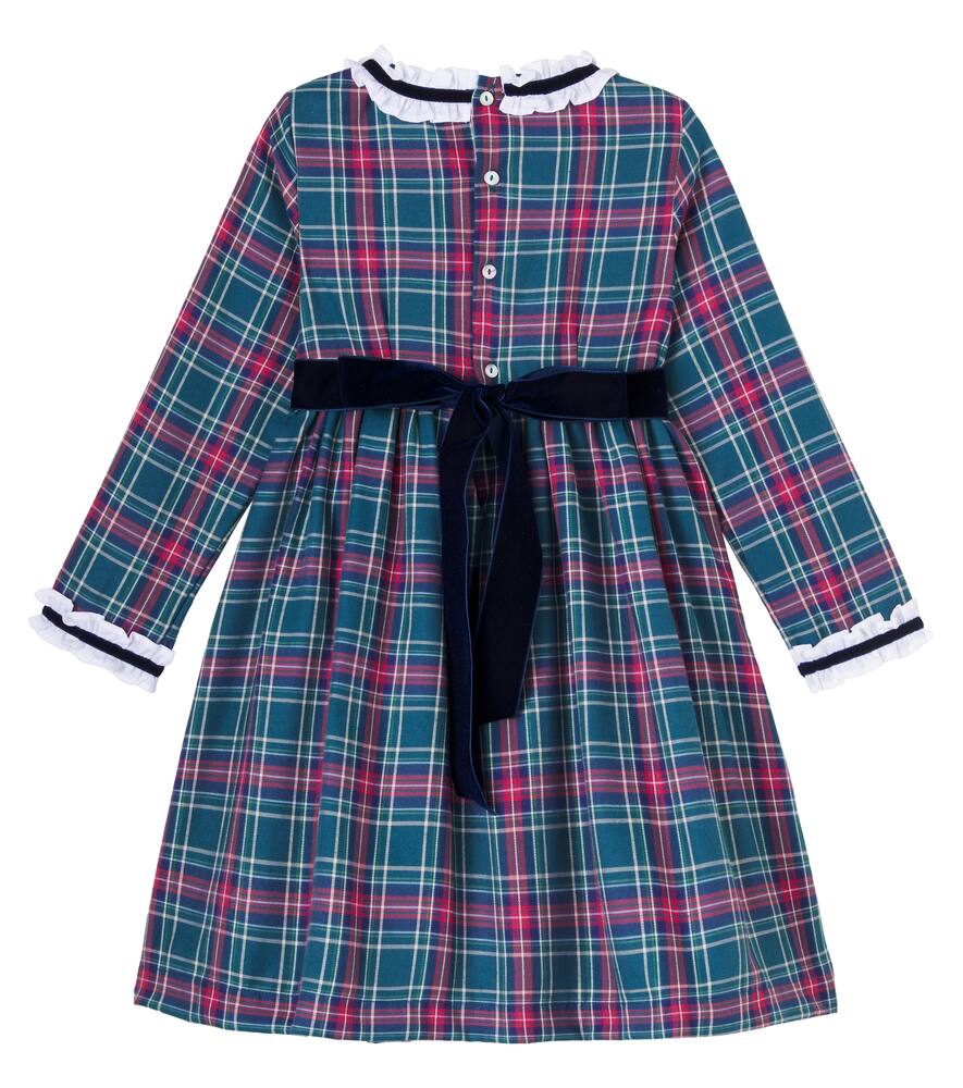 Платье Clarisa из смесового хлопка в клетку La Coqueta, Green Tartan — фото 4
