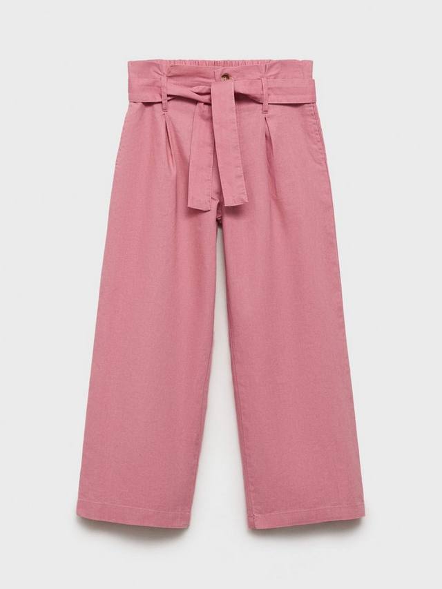 

Детские палаццо из смесовой котты и льна Mango, Pink