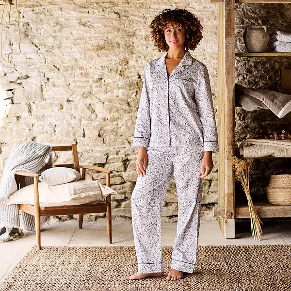 

Хлопковый пижамный комплект в мелкую клетку Christy, синий