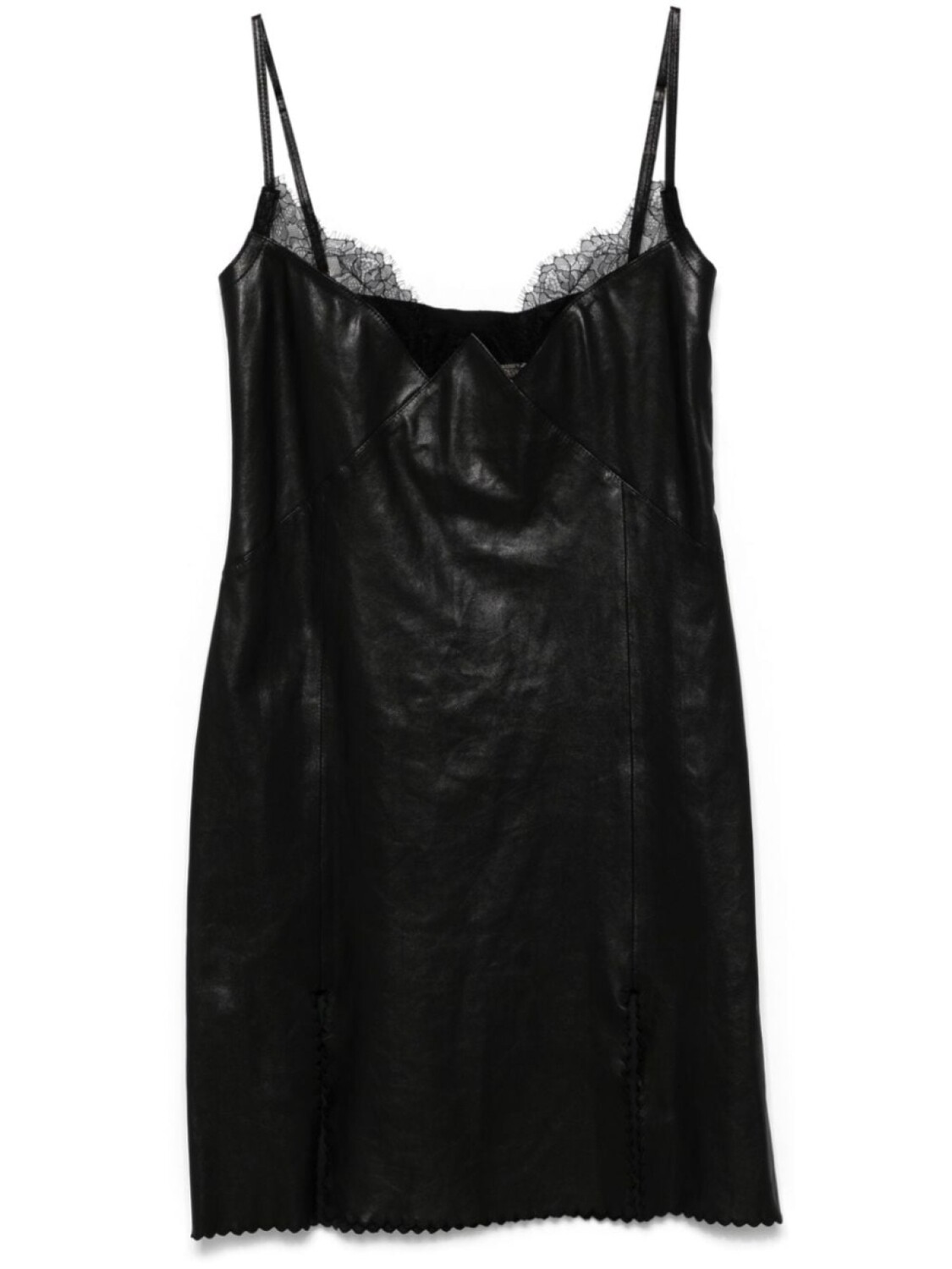 

Blumarine кожаное платье мини с кружевом, черный
