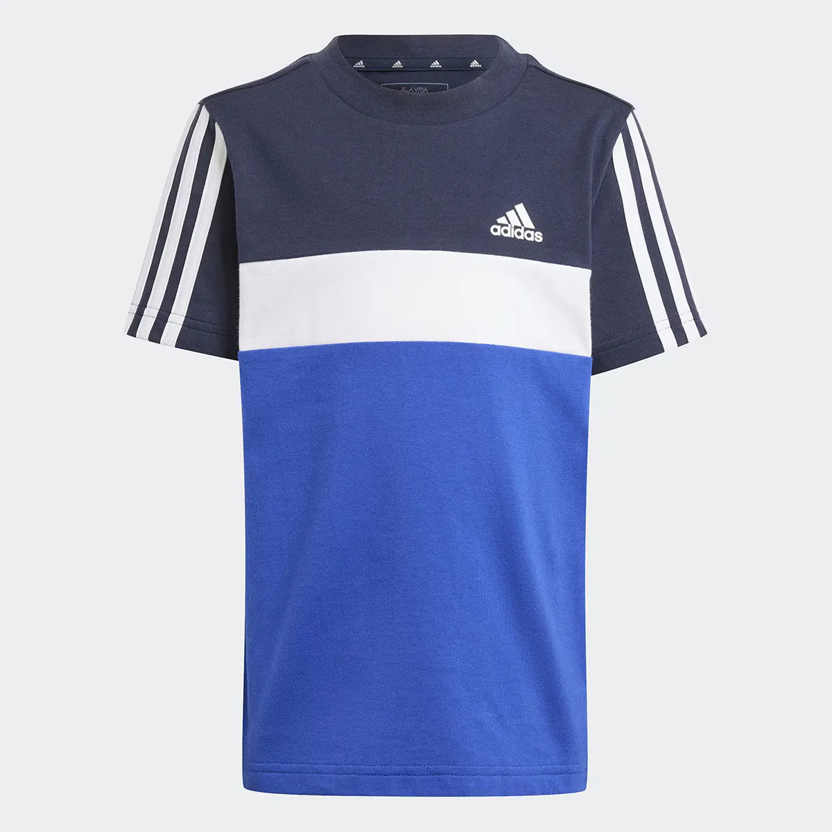 Футболка детская Adidas Tiberio Colorblock Cotton с тремя полосками, синий