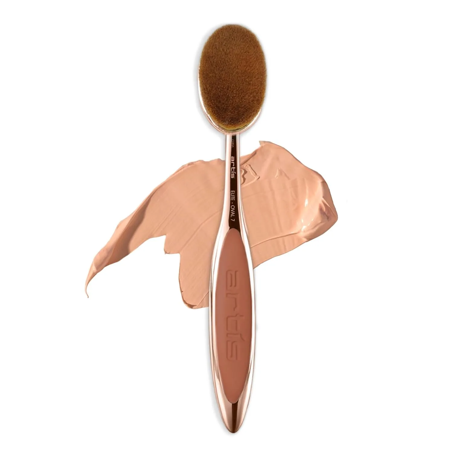 Artis Elite Oval 7 Blonde Fibre Brush - профессиональная плотная кисть для тональной основы, кремов, пудр, BB-крема, SPF и контуринга, эффект аэрографа, цвет Rose Gold, Rose Gold