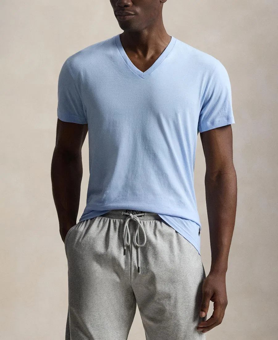 Комплект из 3 классических хлопковых мужских маек с V-образным вырезом Polo Ralph Lauren, белый/зеленый/синий — фото 4