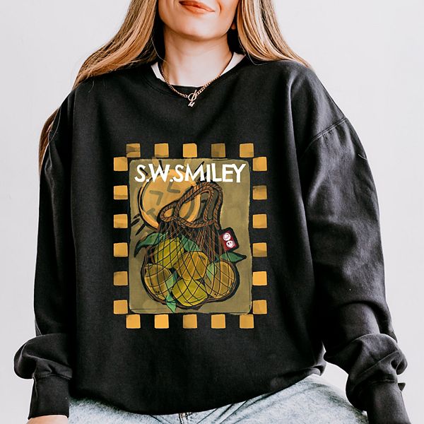 

SWSmiley lemon bag - женский легкий свитшот garment dyed Simply Sage Market, Black, Черный, SWSmiley lemon bag - женский легкий свитшот garment dyed Simply Sage Market, Black