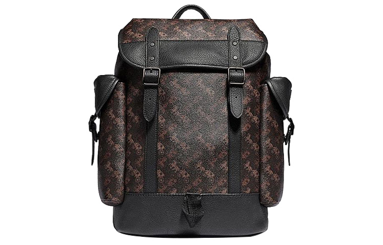 

COACH Кожаный рюкзак-баул большого размера мужской черный и коричневый