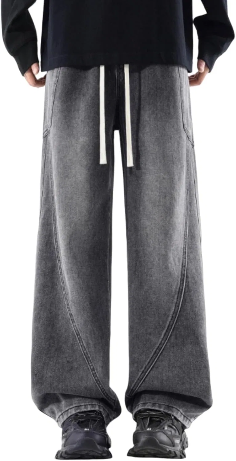 Джинсы свободные Y2K Streetwear, серый