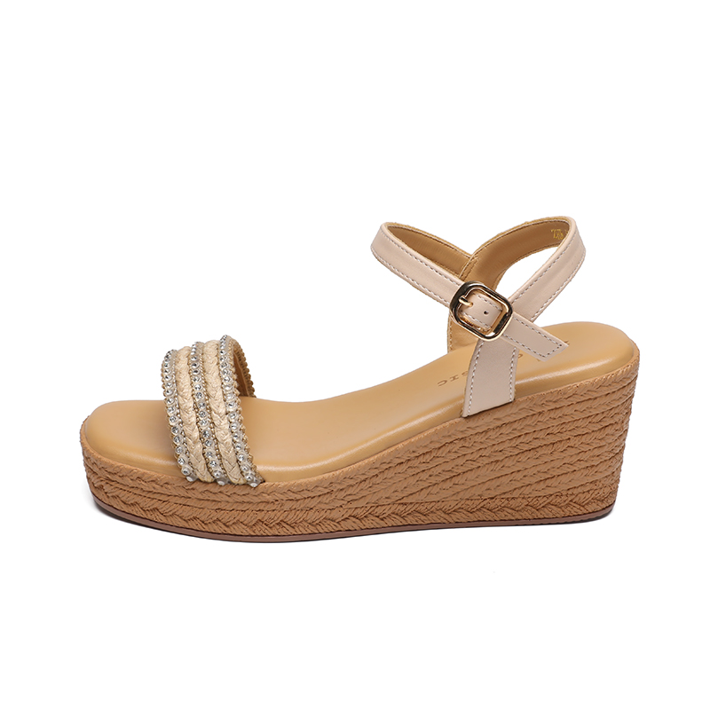 ZHR Женские сандалии на одной застежке бежевые, цвет Beige