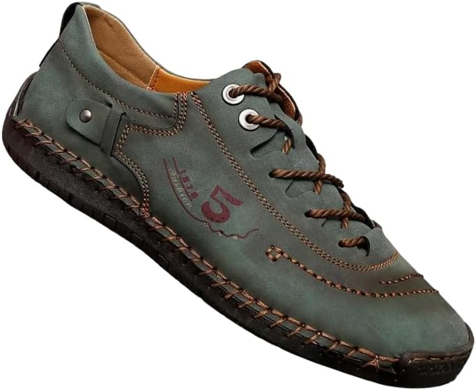 

Мужские слипоны из кожи Hhhchpm - легкие полуботинки средней высоты для прогулок и вождения, зеленый