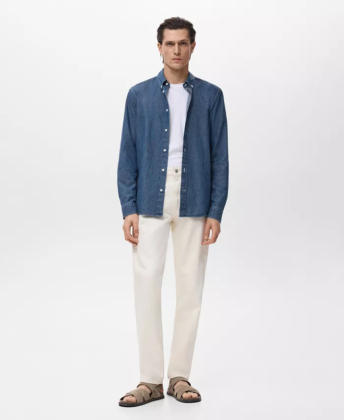 

Мужская рубашка деним Regular Fit Mango, синий