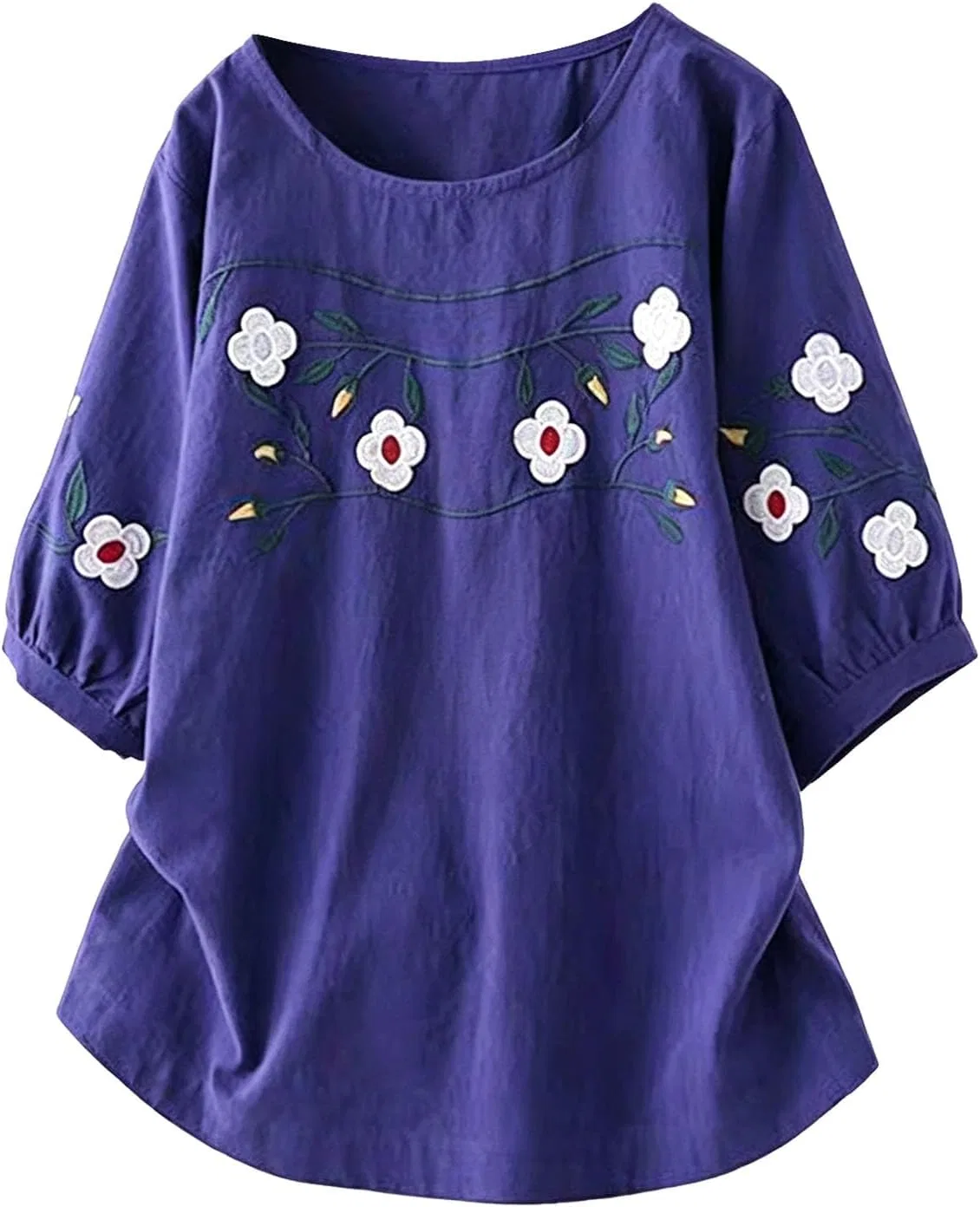Блуза, свободная, из коллекции Womens linen Shirts, синий — фото 3
