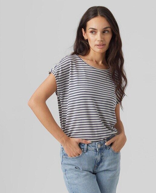 

Женская футболка прямого кроя с короткими рукавами Vero Moda, темно-синий