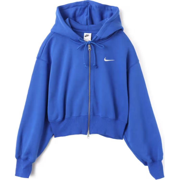 Nike Спортивная толстовка с капюшоном женская укороченная свободная на молнии, Blue — фото 3