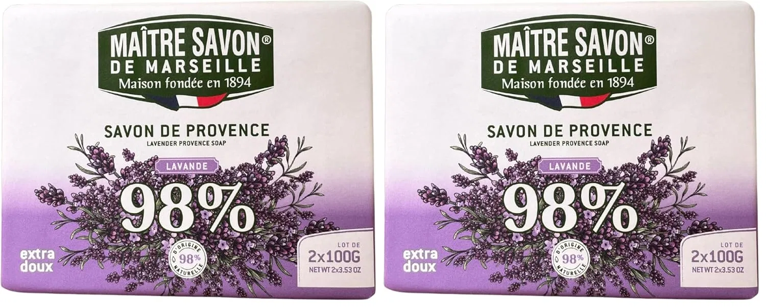 Экстрамягкое прованское мыло Maître Savon de Marseille Lavender 2 x 100 г Maitre Savon De Marseille, Purple