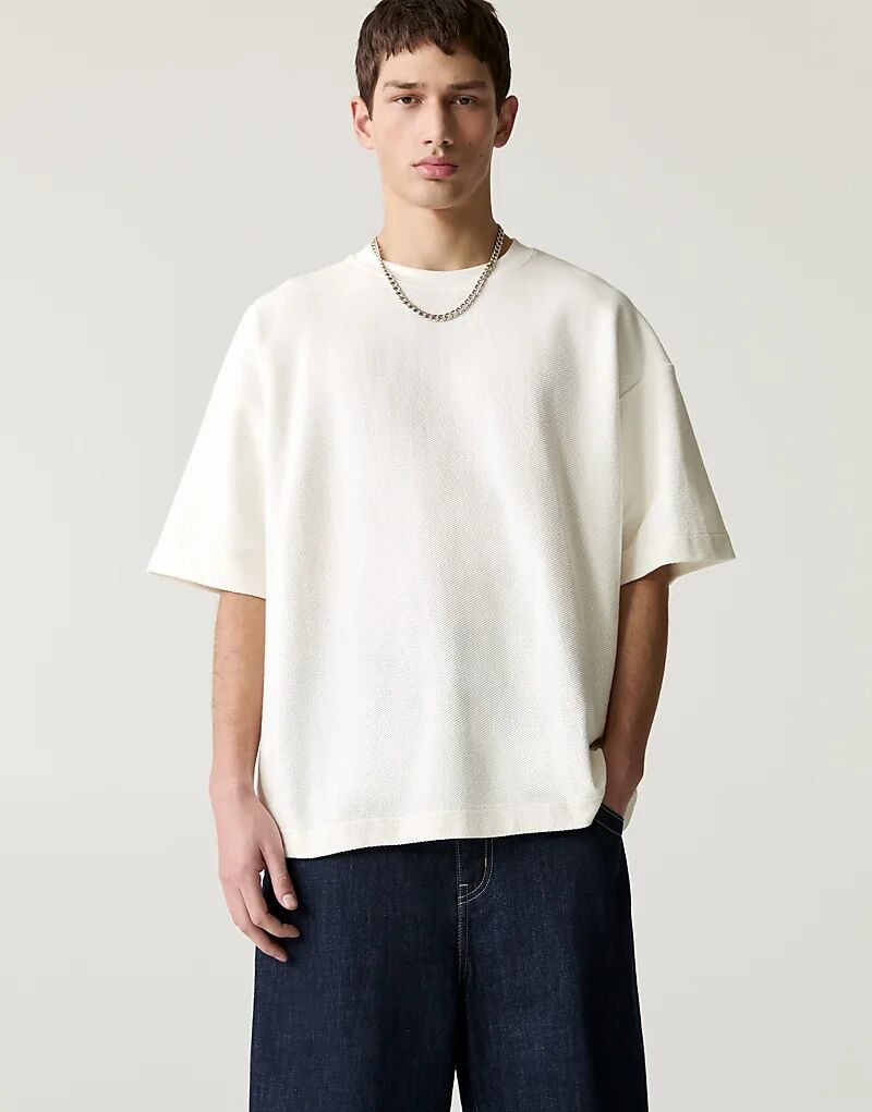 

Текстурированная толстовка с короткими рукавами Pull&Bear цвета «бежевый».
