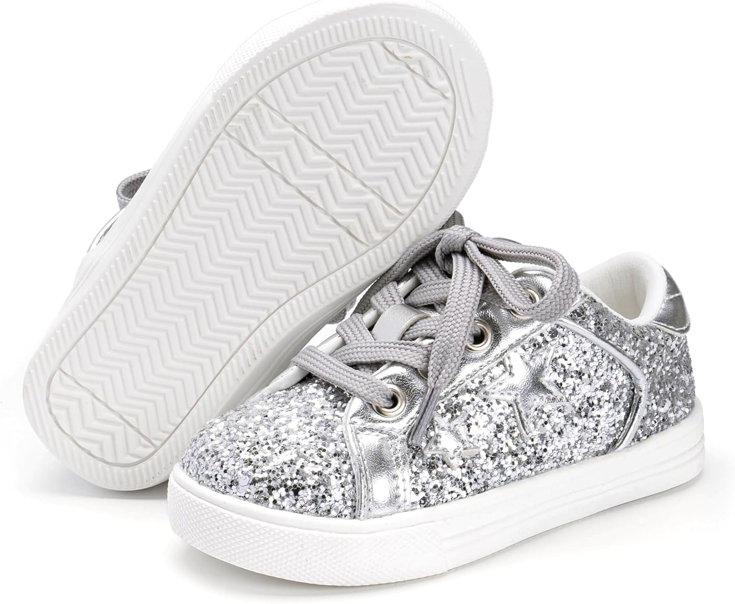 

Кроссовки для малышей и маленьких девочек Felix Flora, спортивные сникерсы, принцесса, повседневные блестящие туфли Felix & Flora, серебро