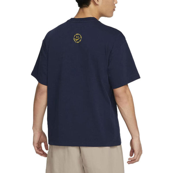 Футболка Nike Cartoon Flowers Logo Pattern Printing Round Neck Short Sleeve Blue, мультиколор — фото 4
