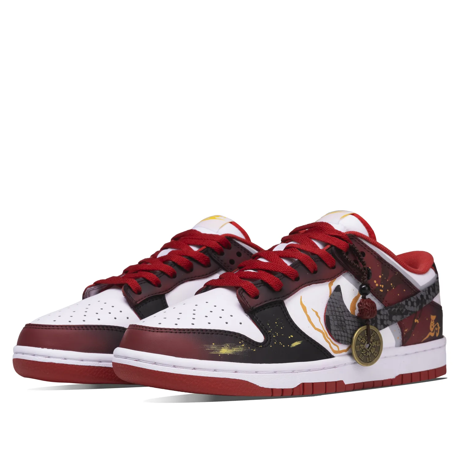 Nike Dunk Auspicious Horse Brings Fortune Coverage Abrasion Resistant Low Top Skateboard Shoes Men's Black Red — фото 4