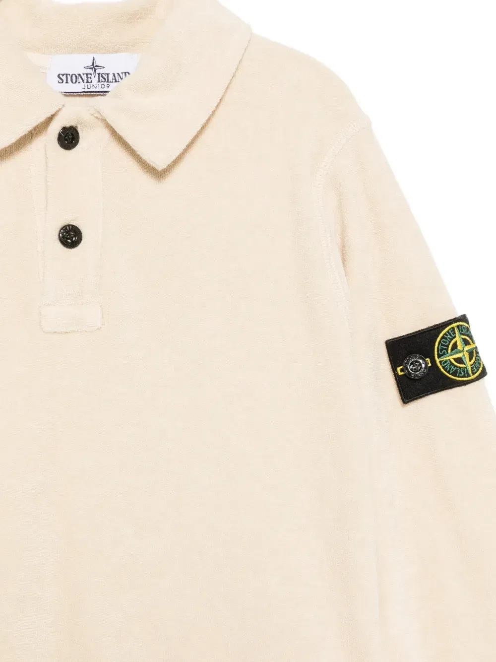Рубашка поло с нашивкой-логотипом Stone Island Junior, бежевый — фото 3