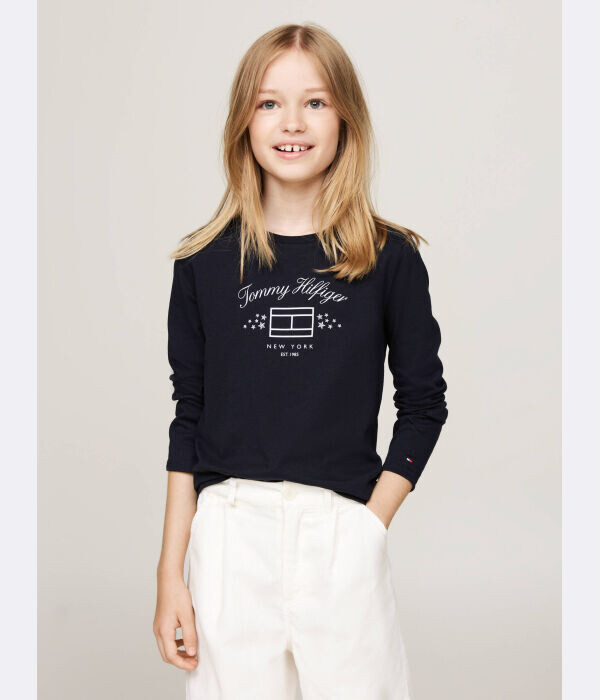 

Лонгслив детский Tommy Hilfiger с принтом, синий