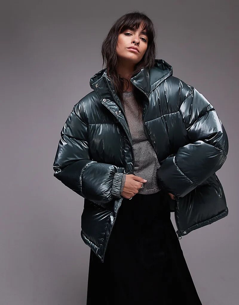 

Куртка-пуховик ярко-зеленого цвета Topshop