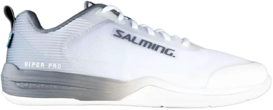 Мужские низкие сквош-туфли Salming Viper Pro (доступны в 5 цветах) (не оставляют следов) (для игры в пикадлбол, ракетбол, падель и другие спортивные игры в помещении), белый/серый