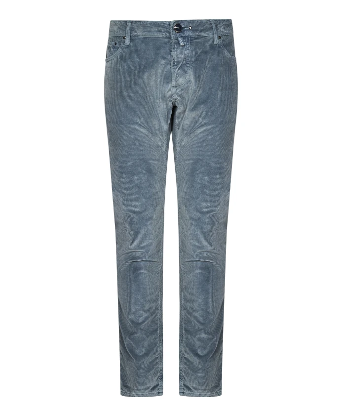 

Прозрачные вельветовые брюки приталенного кроя синего цвета. Hand Picked, синий