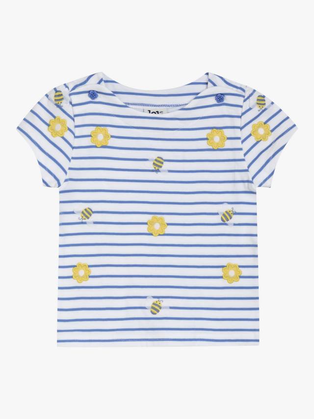 

Детская футболка с вышивкой цветов и пчел JoJo Maman Bébé, Blue