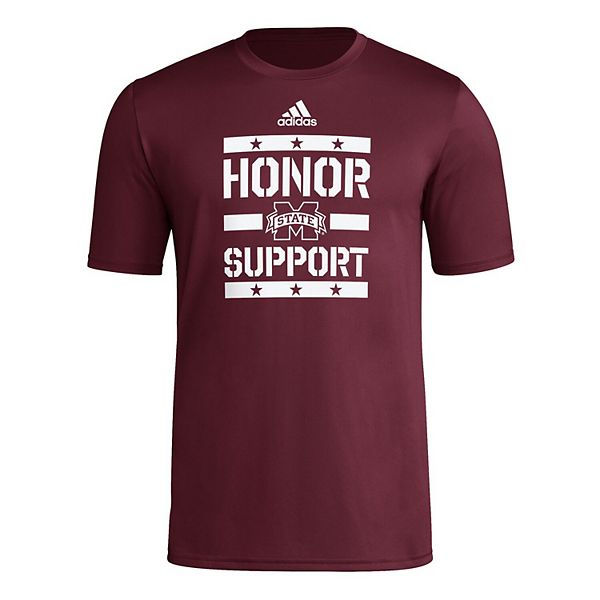 Мужская бордовая футболка Mississippi State Bulldogs Honor & Support для предматчевых мероприятий Adidas — фото 3