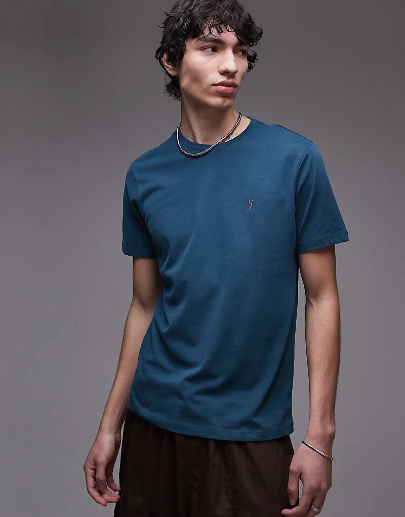 

Футболка AllSaints Brace из чесаного хлопка цвета морской волны