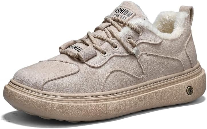 

Мужские зимние кроссовки с массивной подошвой, прочные, на шнуровке, высокие, повседневные, для улицы и холодной погоды Hhhchpm, бежевый