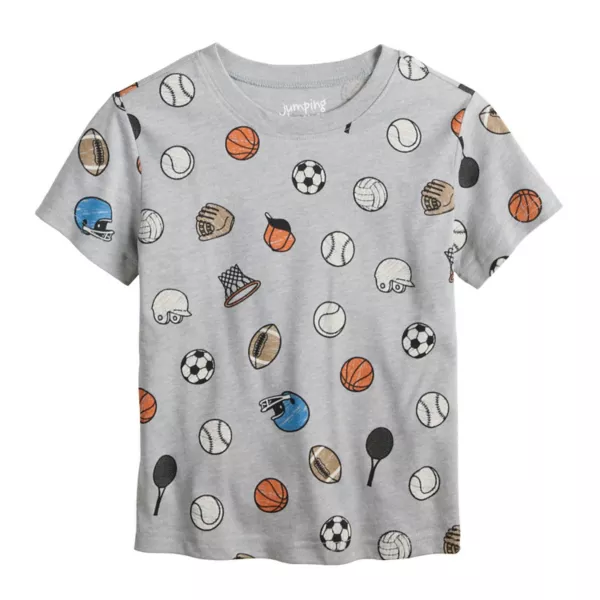 

Футболка с цветным рисунком для мальчиков и малышей Jumping Beans, цвет grey sport print