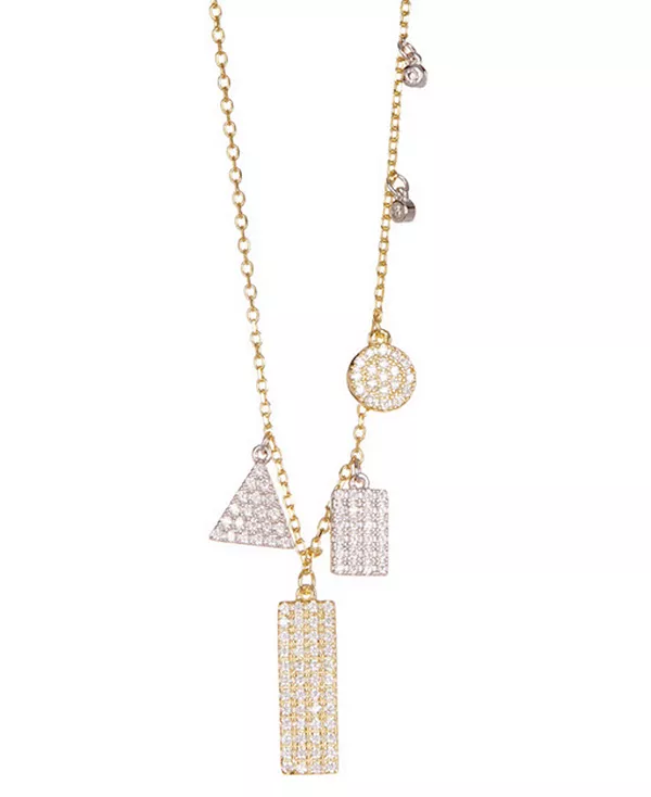 

Ожерелье с разноцветными кристаллами, покрытыми 14-каратным золотом, 16 дюймов + удлинитель 2 дюйма Adornia, gold