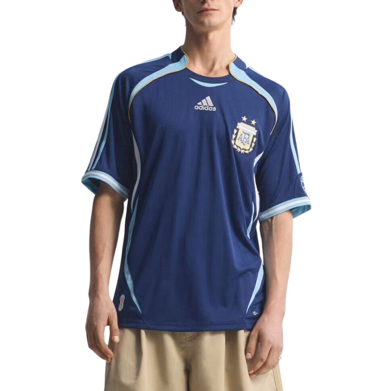 Выездная футболка сборной Аргентины Adidas 2006 года, темно-синяя — фото 3