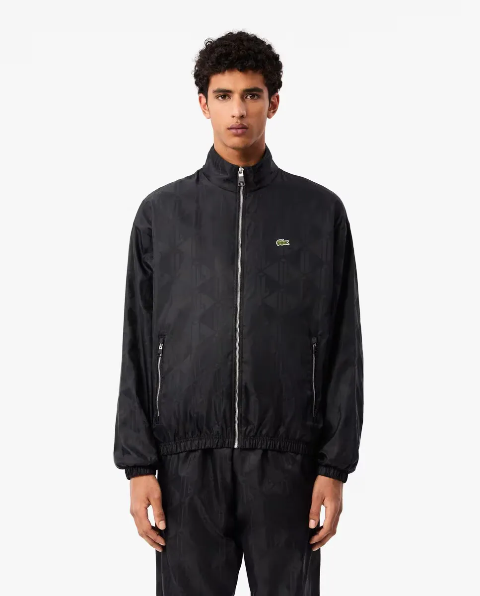 

Мужская укороченная спортивная куртка с черной монограммой Lacoste, чёрный