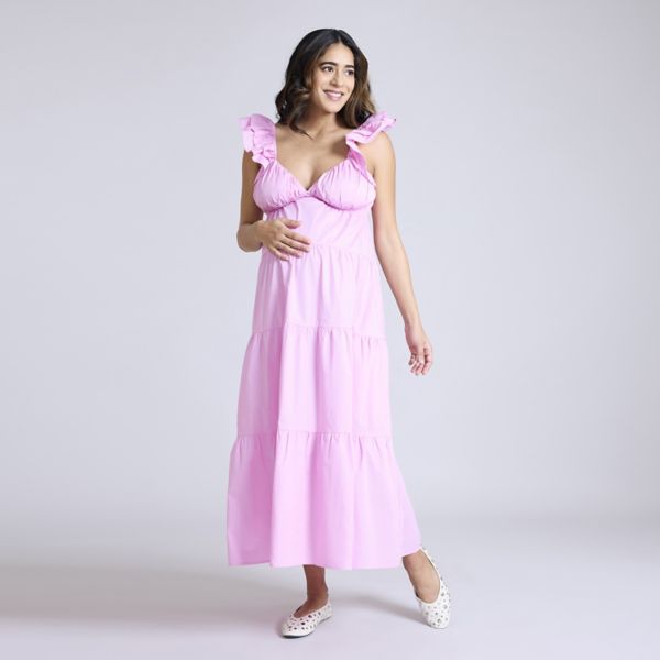 

Платье макси бэбидолл с оборками для беременных Motherhood, цвет lilac chiffon