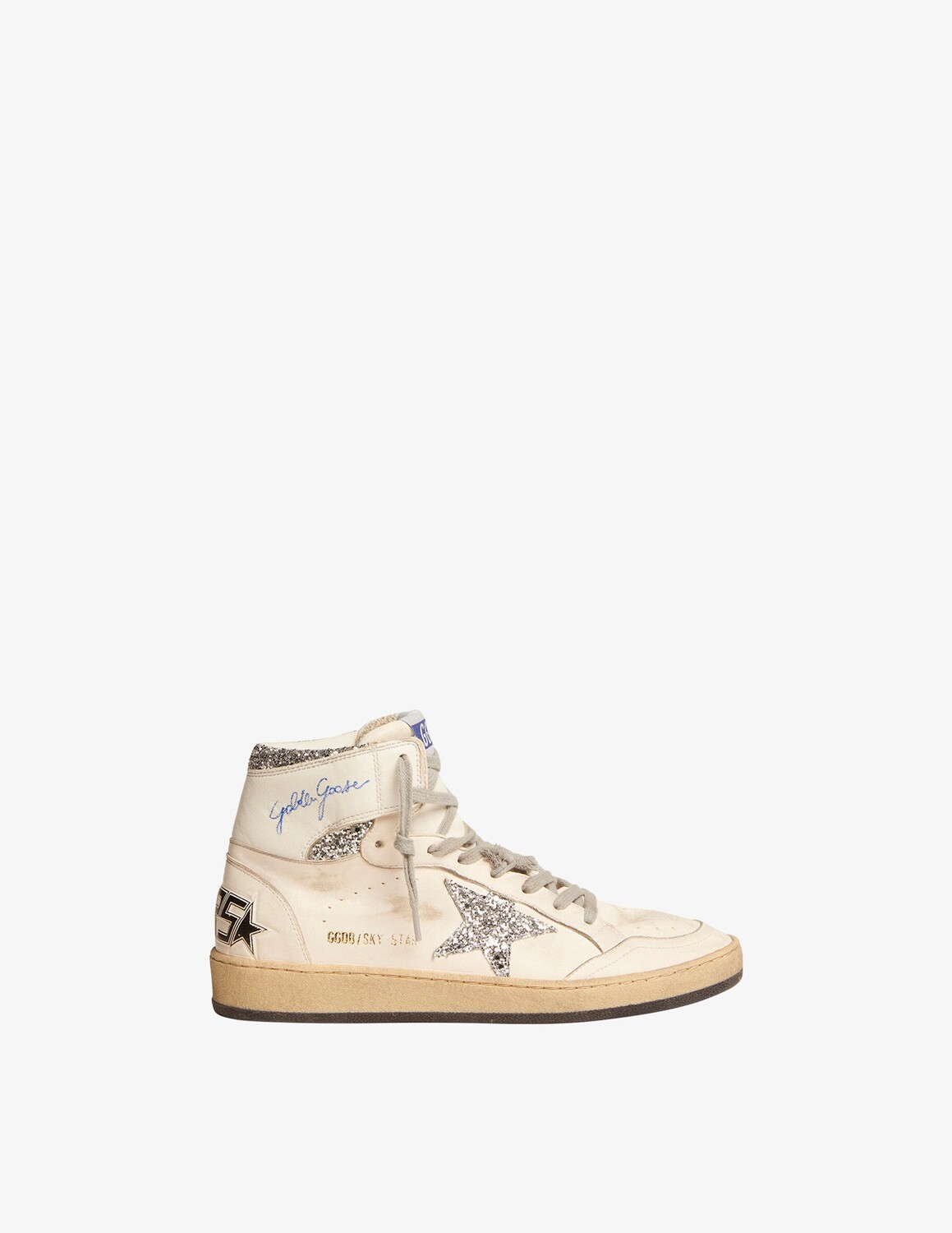 

Кроссовки Sky Star с блестками наппа Golden Goose, цвет White/Silver