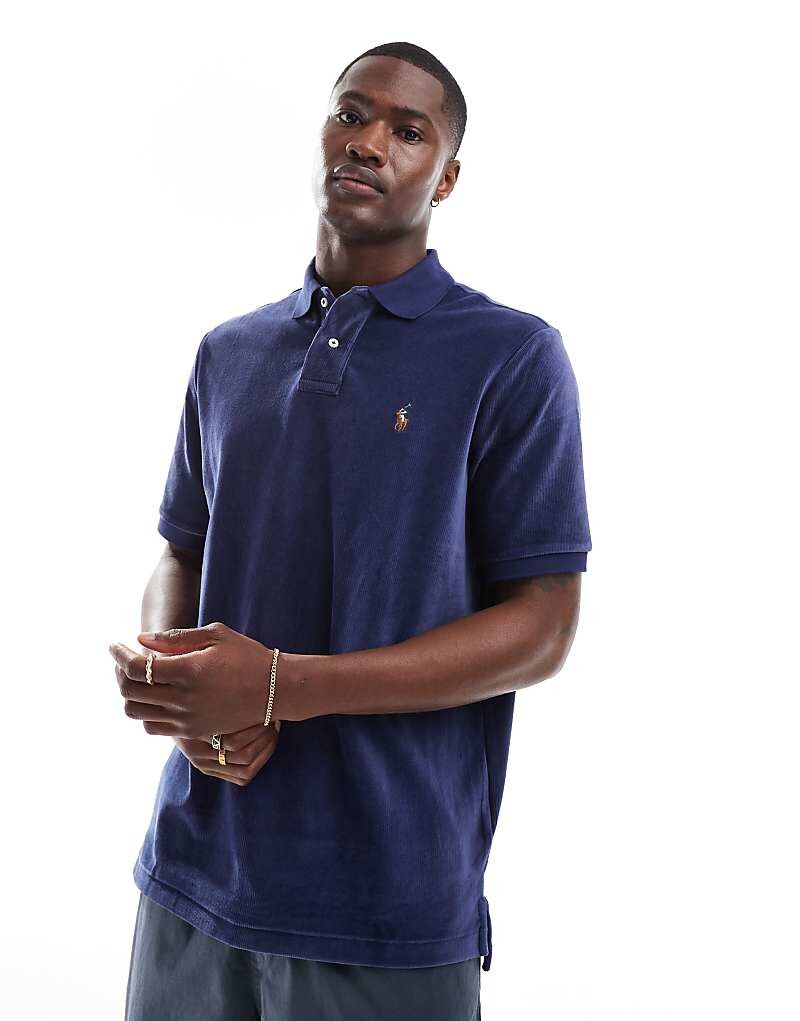 

Темно-синяя рубашка-поло классической вязки с логотипом Polo Ralph Lauren
