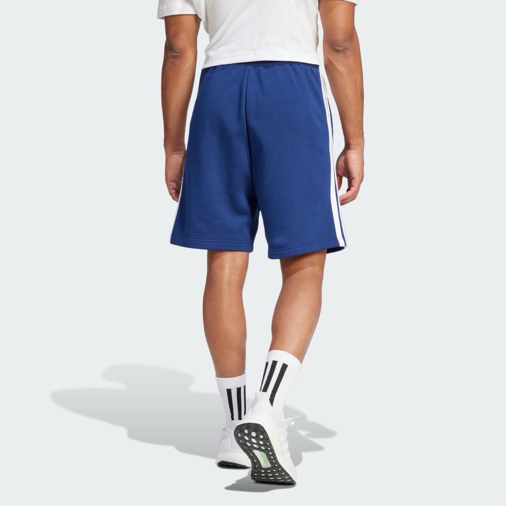 Шорты Adidas Essentials 3-Stripes Fleece Shorts, цвет Dark Blue/White — фото 2