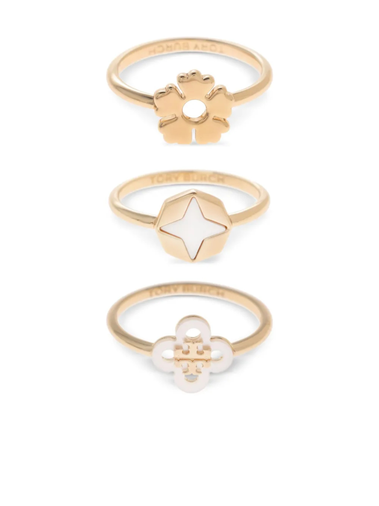 

Tory Burch комплект из трех колец с подвесками, золотой