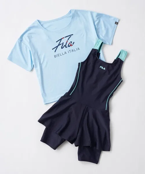 Школьный купальник FILA с футболкой, детский, сакс-блю — фото 2