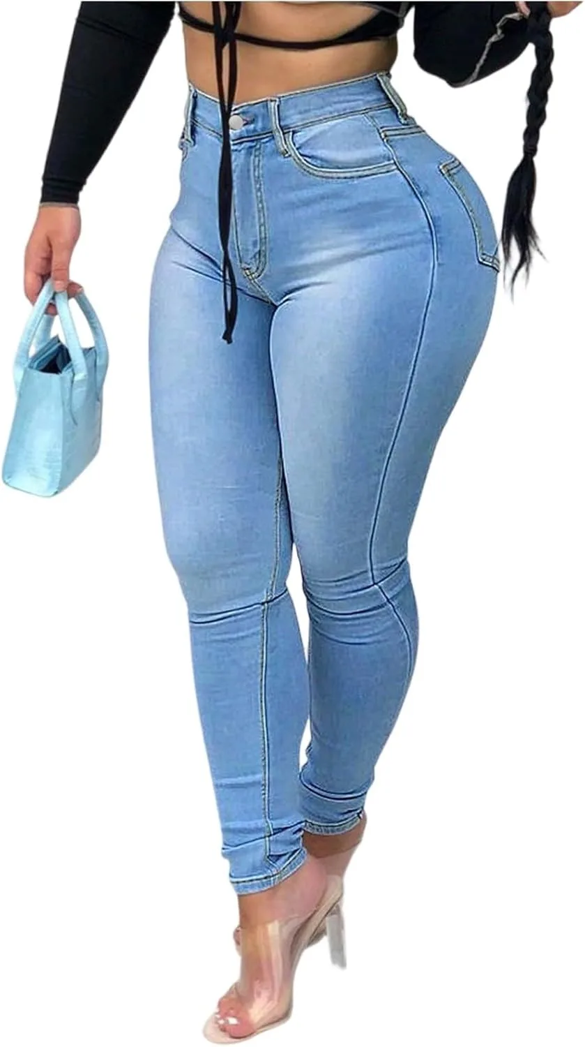 Женские джинсы Colombian Design High Waisted Skinny Stretch Ripped Plus Size — фото 2