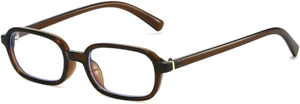 

Винтажные маленькие прямоугольные солнцезащитные очки для женщин с защитой от УФ-излучения UV400, модная оправа с прозрачными линзами HHZZYVY, Brown Clear