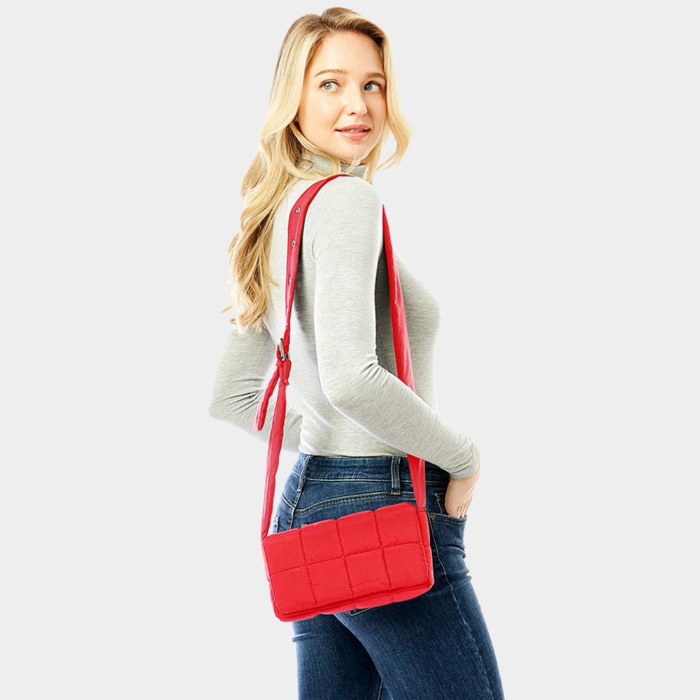 

Стеганая пуховая сумка через плечо FASHNZFAB, красный