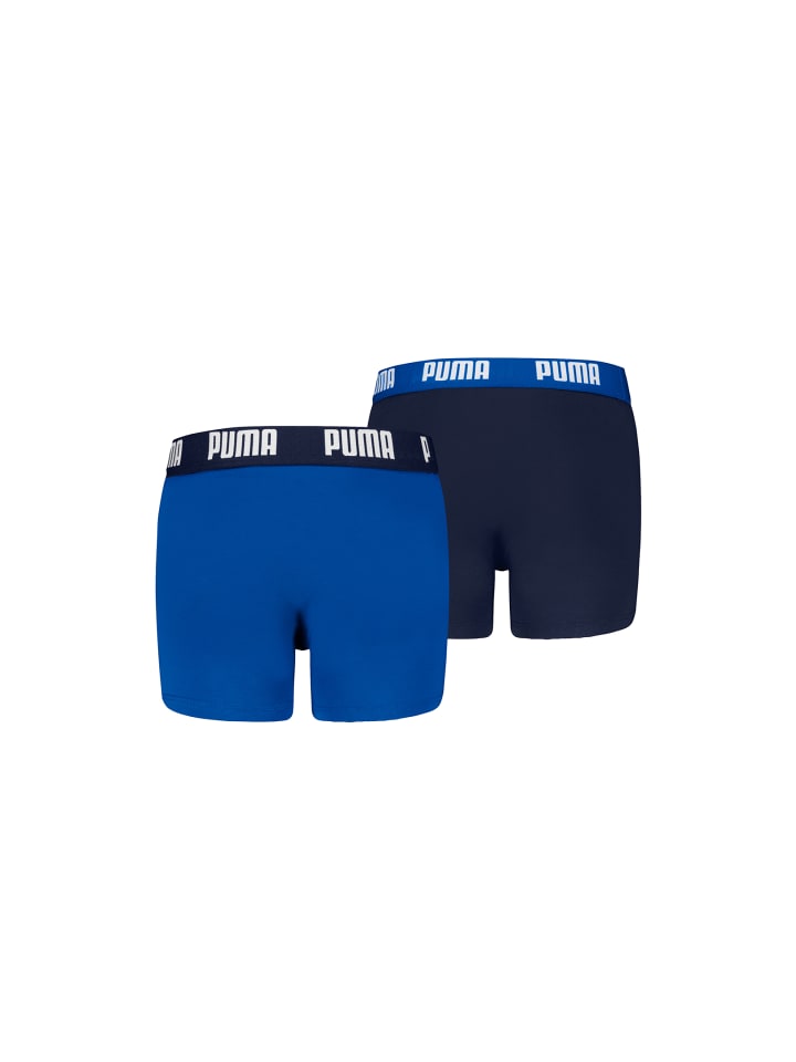 Puma Боксерские шорты для мальчиков, повседневные, базовые, 2 шт., темно-синие/синие — фото 2