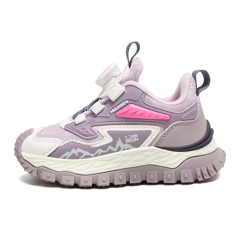 

Противоскользящие, амортизирующие, износостойкие, упругие, дышащие детские беговые кроссовки Mulinsen, mls8038 розовый/фиолетовый[thin cotton fleece-lined]