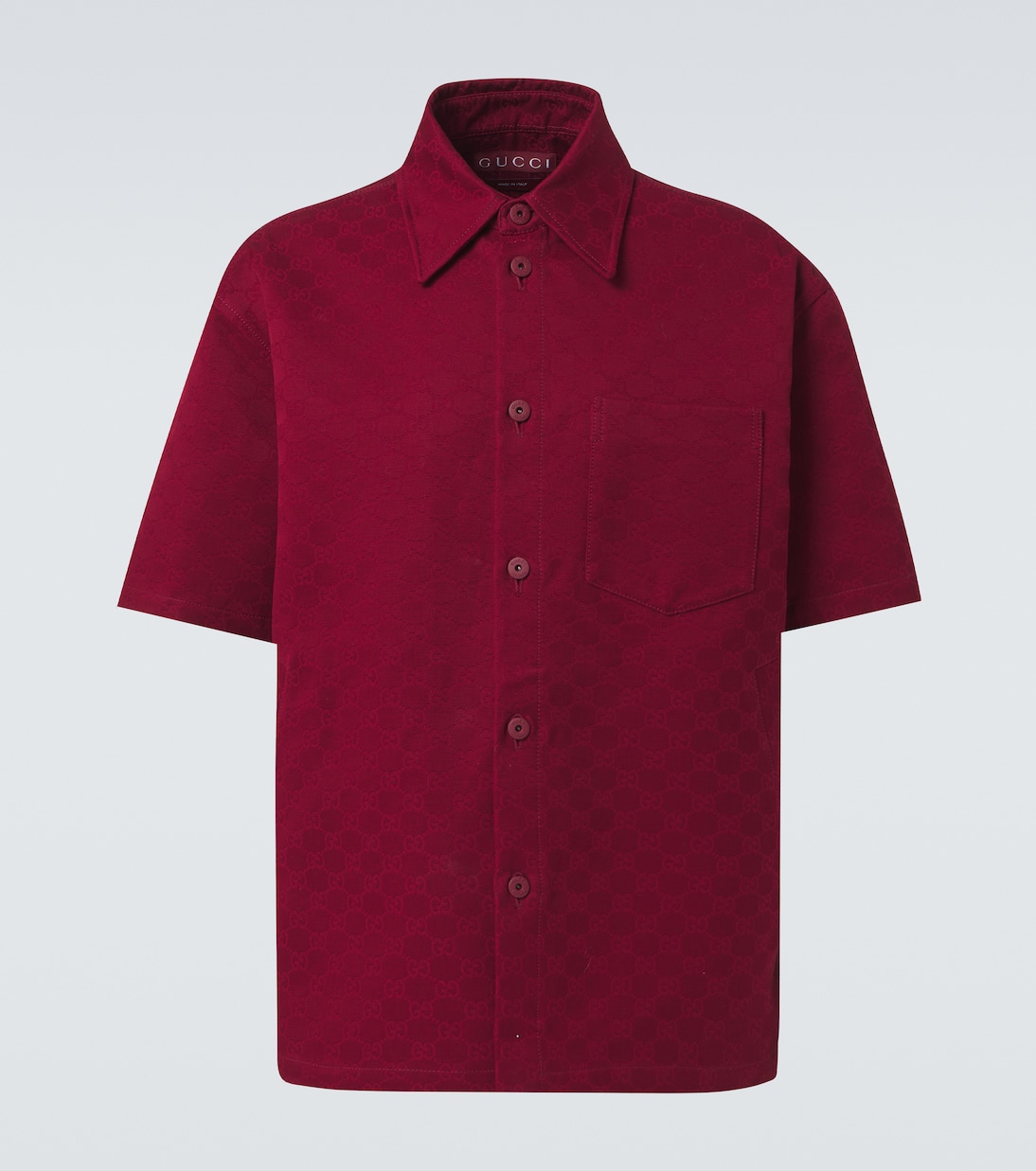 

GG хлопковая жаккардовая оверсайз рубашка Gucci, Rosso Ancora