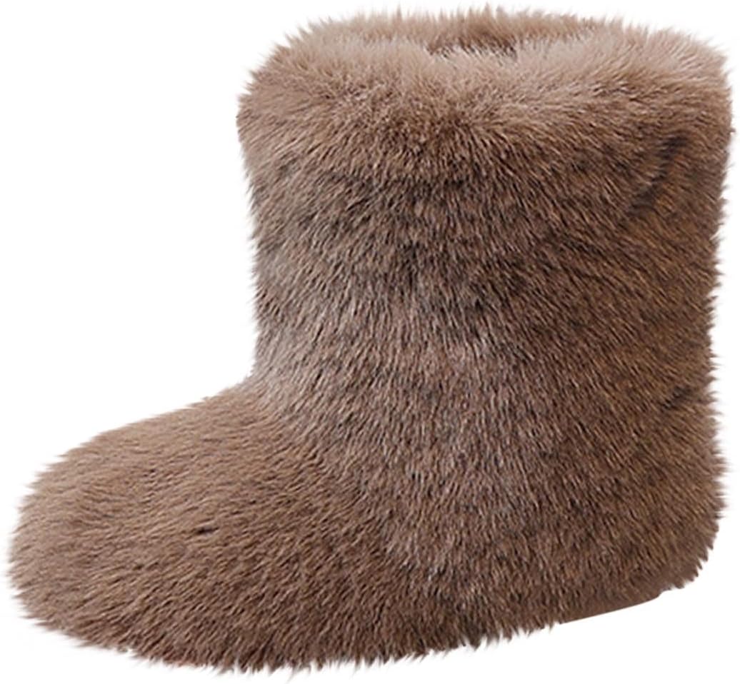 

Детские сапожки для девочек с искусственным мехом, пушистые зимние ботинки до середины голени, теплые уличные ботинки на плоской подошве для детей 15 месяцев - 9 лет Zzalalana, Coffee