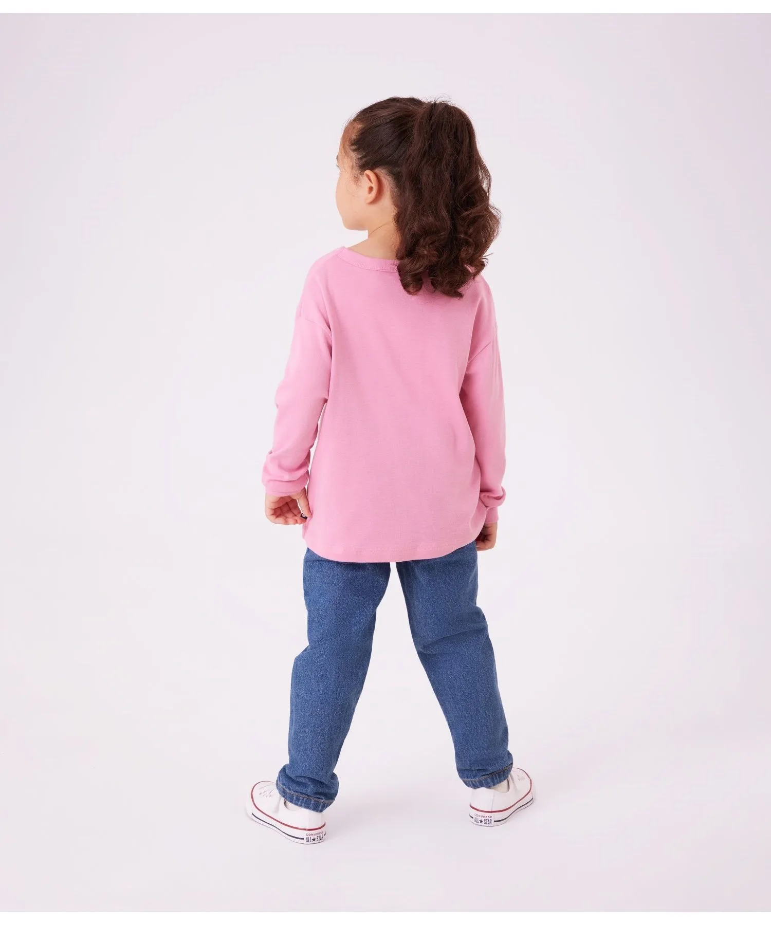 Детская футболка из мягкого рибана с классическим лого Petit BATEAU розовая — фото 3