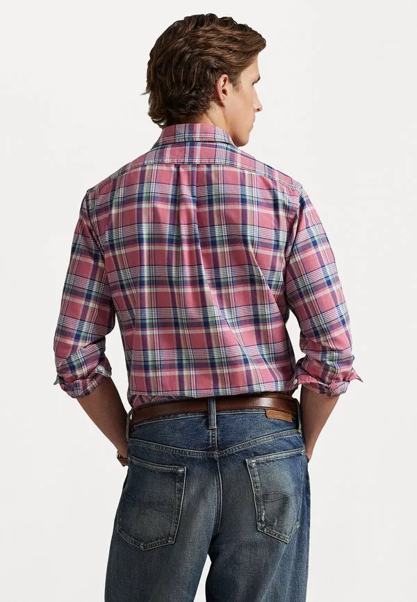 Рубашка оксфордская tattersall, сшитая на заказ Polo Ralph Lauren, Pink/Blue Multi — фото 3